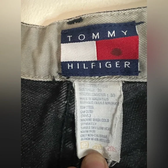 Tommy Hilfiger Vintage Classic Jeans Baggy Fit Black‎ Acid Wash Size 36 skater
